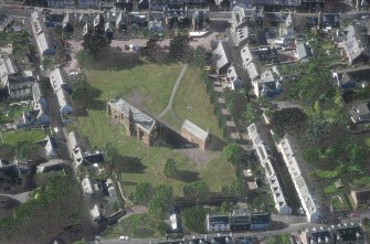 Oblique aerial view of Fortrose centred on the cathedral and court house, taken from the SE.