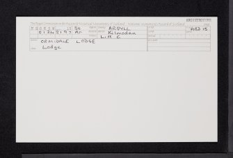 Ormidale Lodge, NS08SW 15, Ordnance Survey index card, Recto
