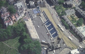 Oblique aerial view centred on the esplanade on the occasion of the visit of President Putin of Russia, 25 June 2003, taken from the WNW.
