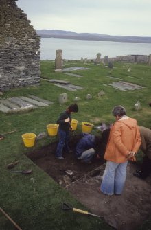 Excavation of cross-base, Kilnave Church, Kilnave.
View of excavation from North West.