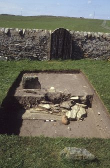 Excavation of cross-base, Kilnave Church, Kilnave.
View of excavation from the East.