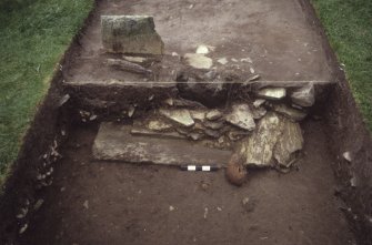 Excavation of cross-base, Kilnave Church, Kilnave.
View of excavation from the East.