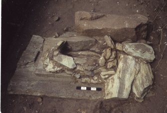 Excavation of cross-base, Kilnave Church, Kilnave.
Detail of excavation.