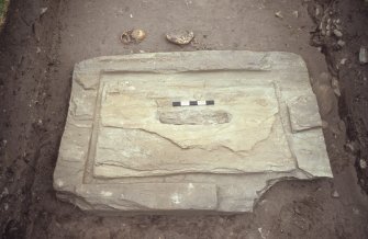 Excavation of cross-base, Kilnave Church, Kilnave.
Detail of excavation.