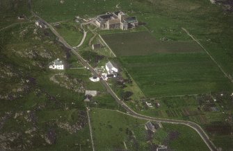 Oblique aerial view of Iona Abbey, taken from the south, centred on the abbey.