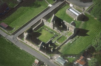 Oblique aerial view of Iona Nunnery, taken from the south, centred on the nunnery.