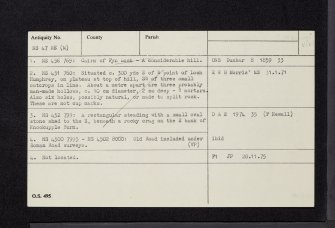 Miscellaneous index card, NS47NE (M), Ordnance Survey index card, page number 1, Recto