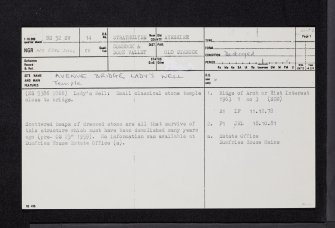 Avenue Bridge, Lady's Well, NS52SW 14, Ordnance Survey index card, page number 1, Recto