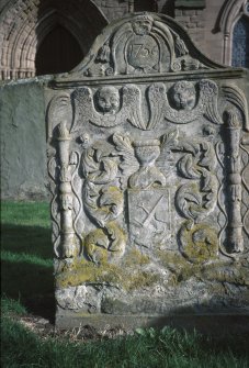 View of headstone to Isobel Webster and 4 children, d. 1756, Brechin Cathedral Churchyard