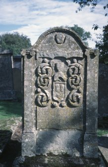 View of headstone to Jean Wylie d. 1793, Menmuir Parish Churchyard.