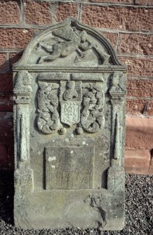 View of headstone  AIMG 1745 with trumpeting angel, Inchture Churchyard