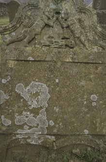 View of  headstone to Janet Edward 1742,  Meigle Parish Church burial ground.