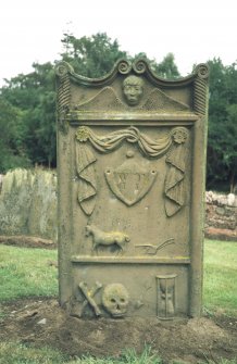 View of headstone to William Todd, farmer, d. 1815, St Madoes Parish Church burial ground.