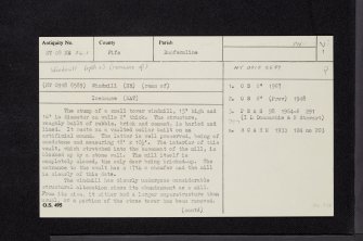 Dunfermline, Limekilns Road, Hill House, Windmill, NT08NE 34.01, Ordnance Survey index card, page number 1, Recto