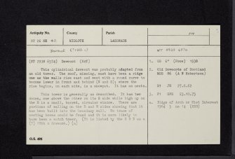 Dovecot, NT26NE 42, Ordnance Survey index card, Recto