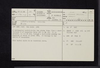 Lessudden House, NT53SE 53, Ordnance Survey index card, Recto