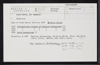 South Mouth, Out Skerries, HU67SE 3, Ordnance Survey index card, Recto