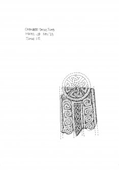 Scanned copy of ink drawing of Carnbee cross slab