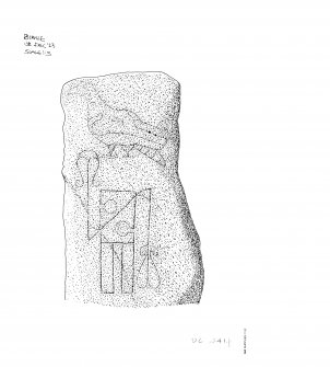 Scanned copy of ink survey drawing of Pictish symbol stone