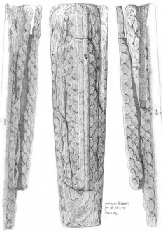 Scanned pencil drawing of Ancrum hogback