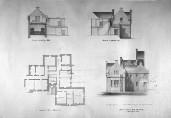 Plan, sections and elevation