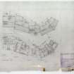 Plans for roof and foundations of blocks A, B, C and D.