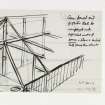 Loose notes and sketches. Sketch reconstructing timbering of end of Outer Hall. Annotation by Hope-Taylor conjectures as to whether bowed end of hall can be compared to apsidal ends of some villas and earlier Romano-British Christian churches.