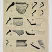 DC 44221. Drawing of pottery sherds titled 'Figure... Pottery from Woodplace Farm, Coulsdon (Netherne Hospital Estate.'