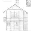Copy of drawing of  North  East elevation of cottage