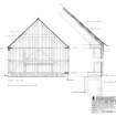 Copy of drawing of cross section of shed NW of Swiss Cottage