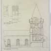 Section through Church & Tolbooth 1":4', window details 1":2'
Anstruther Wester Parish Church & Tolbooth
Delt. M.J.Bett (Dundee)
Measured by M.J.Bett, N.H.Cullen, W.H.Small
August 1946