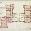 Drawing showing second floor plan with additions and alterations 
(Alexander Ross) 9 Union Street, Inverness 1872