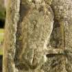 Churchyard. Pictish cross slab. NW Face. Detail.