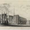 Sketch perspective of cathedral from SE.