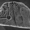 View of face of Strathmartine no 3 cross-slab fragment, showing cross (B&W)