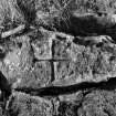 Detail of incised cross St Skae no 1 (B&W)