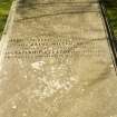 Top of table tomb, detail showing inscription