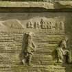 Carved panel at W end of tomb, detail of figure sowing seed with steading behind