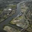 General oblique aerial view of the flats, quay and River Clyde, taken from the ESE.