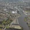 General oblique aerial view of the city looking along the River Clyde, taken from the WNW.