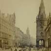 Historic photograph and drawing combined. Taken from 'Photographs of Glasgow, with descriptive letterpress', Rev. A. G. Forbes.
