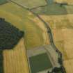 Oblique aerial view centred on the cropmarks of the fort, taken from the NNW.