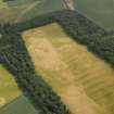 Oblique aerial view centred on the cropmarks of the Roman temporary camp, taken from the WNW.