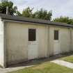 View.  Two bay toilet block. in technical area from SW.