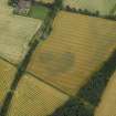 Oblique aerial view centred on the cropmarks of the possible souterrains with the railway station adjacent, taken from the SW.