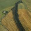 Oblique aerial view centred on the cropmarks of the fort, taken from the WNW.