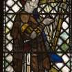 Interior.  Stained glass window depicting David designed by R Anning Bell executed by J & W Guthrie
