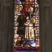 Interior.  Stained glass window depicting the  shepherds designed by R Anning Bell executed by J & W Guthrie