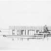 Geneva, Palais des Nations, Extension - 'E Building'
Sketch elevation of proposed scheme for extension.