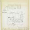 Sketch plan, elevation and section of library.